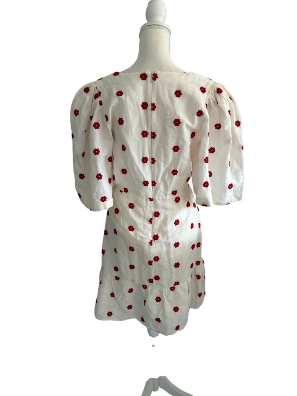 RHODE Mariana White Red Mini Floral Cotton Dress Size 8 - Picture 3 of 10